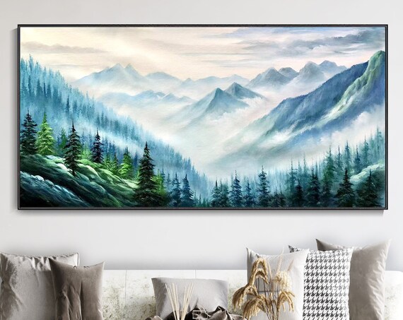 Modern Forest Home Painting Green Forest Scenery Texture Art Abstract Impressionist Art Original Living Room Decor Wall Art Personalized