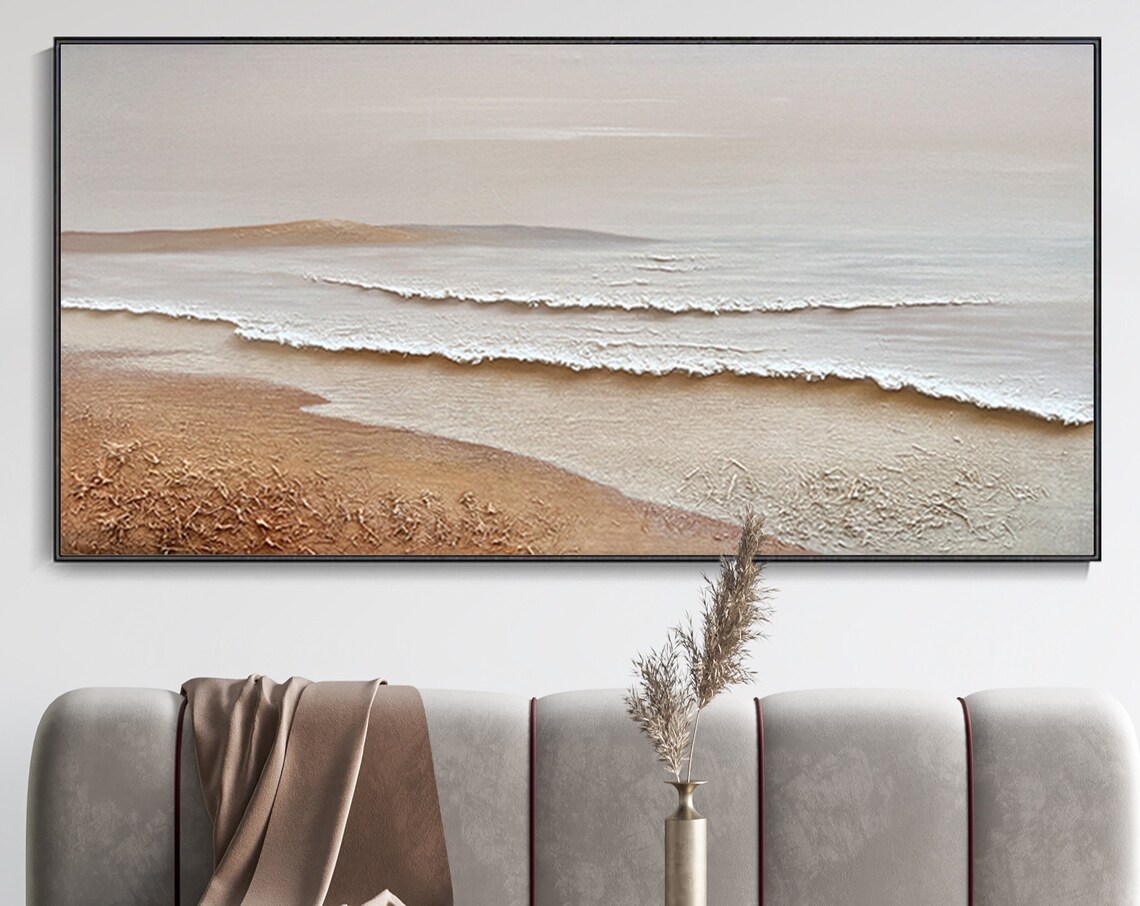Wabi Sabi Scenic Oil Painting, Abstract Beach Print
