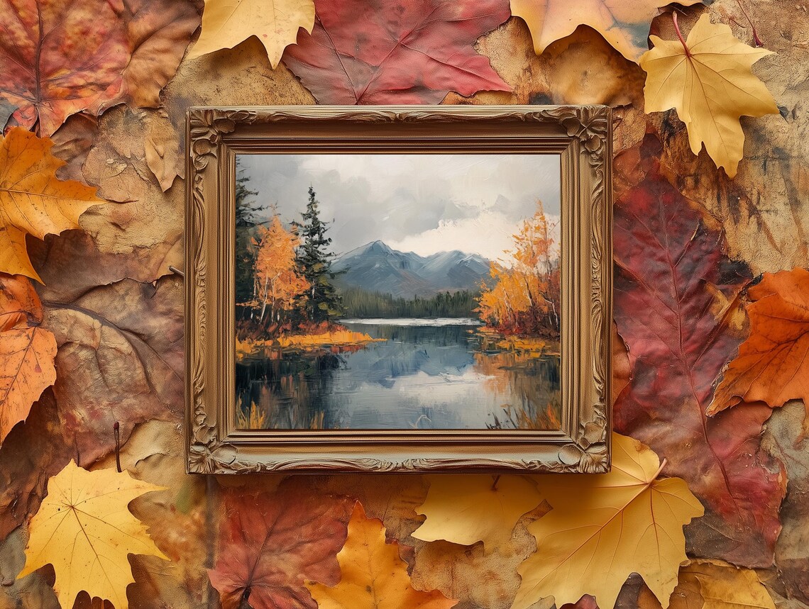 Rustic Autumn Landscape Vintage Country Decor Art Print - Image 2