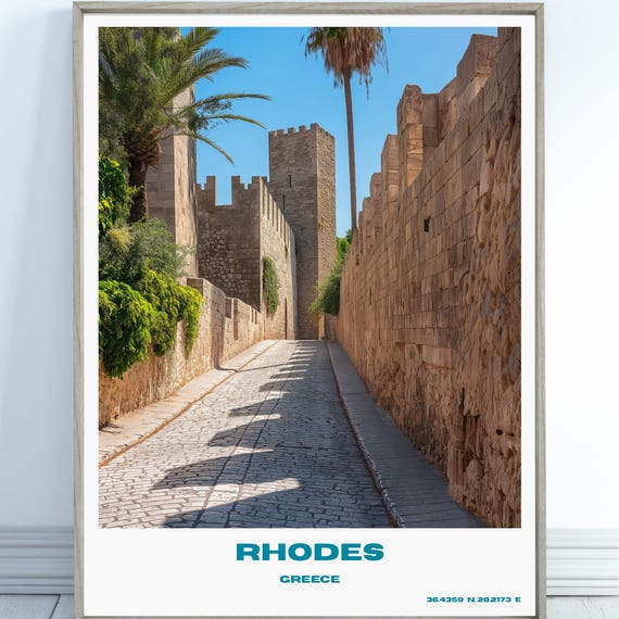 Rhodes Travel Print Poster Of Greece Gift Greek Art Lovers Home Decor Birthday