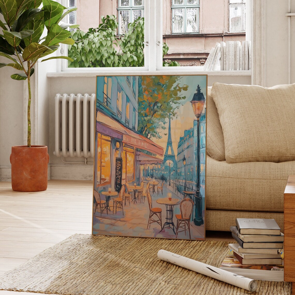 Streets Of Paris At Night, Oil-Painting Art Print - Image 3