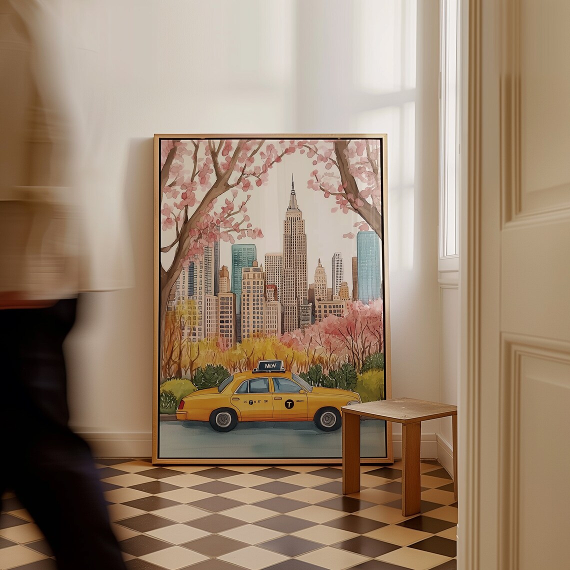 New York City Yellow Taxi Central Park Cherry Blossom Poster - Image 4