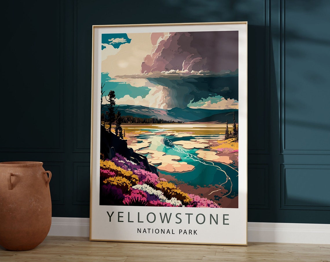 Yellowstone Travel Print Yellowstone Poster Home Decor Wall Art Yellowstone Travel Poster Gifts National Park Poster Yellowstone Print