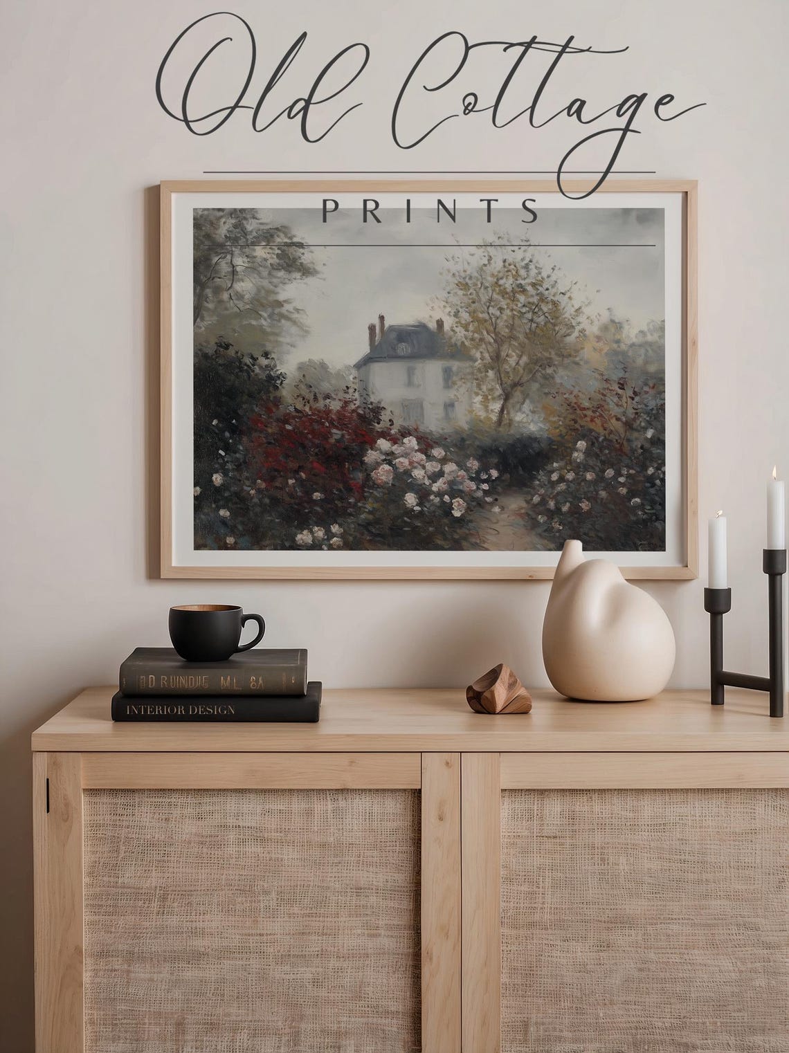 Blooming Garden Path to White Cottage Vintage Floral Art Poster - Image 3