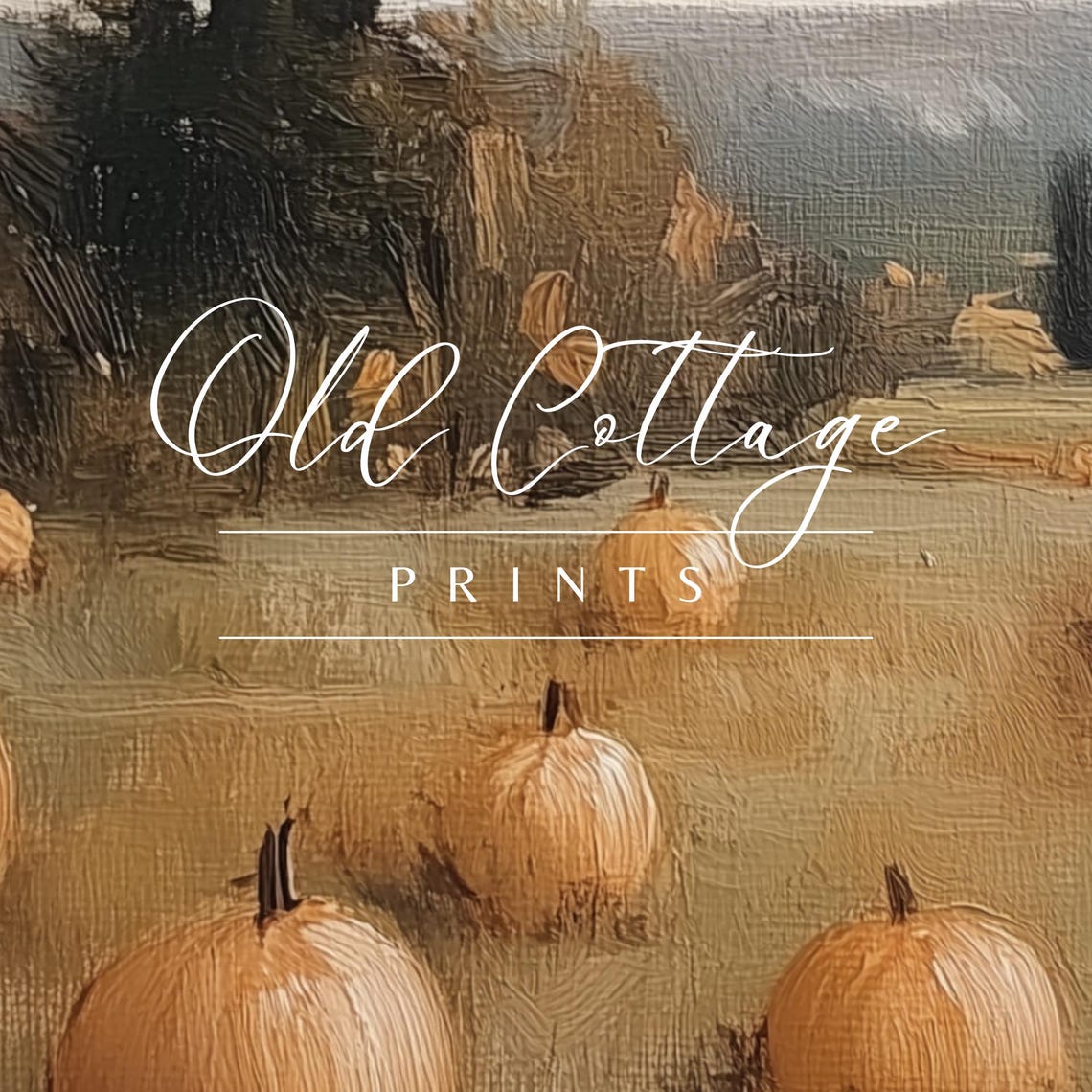 Rustic Pumpkin Patch Golden Field Warm Autumn Vintage Art Poster - Image 2
