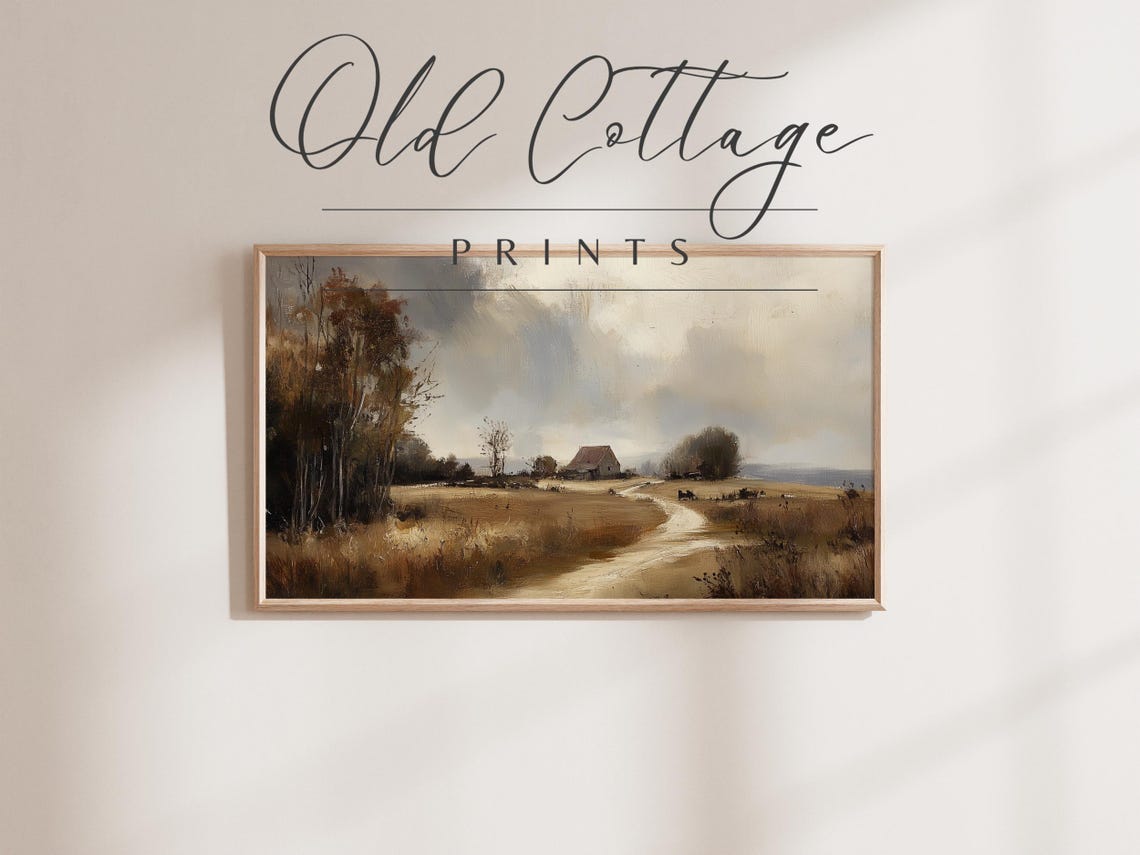 Rustic Country Farmhouse Journey Countryside Landscape Art Poster - Image 2
