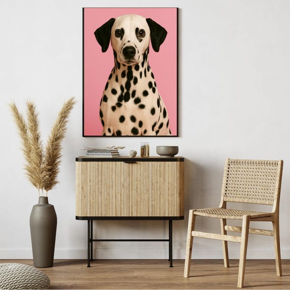 Dalmatian Dog Portrait, Minimalist Pet Art Print