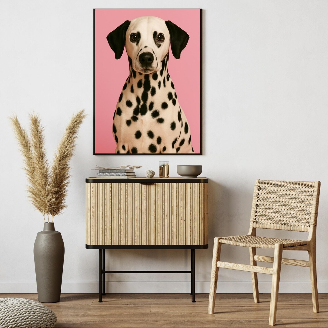 Dalmatian Dog Portrait, Minimalist Pet Art Print