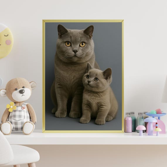 British Shorthair Cat Photography Cute Wall Art Kitten Portrait Pet Poster Kids Room Nursery Decor Lover Gift