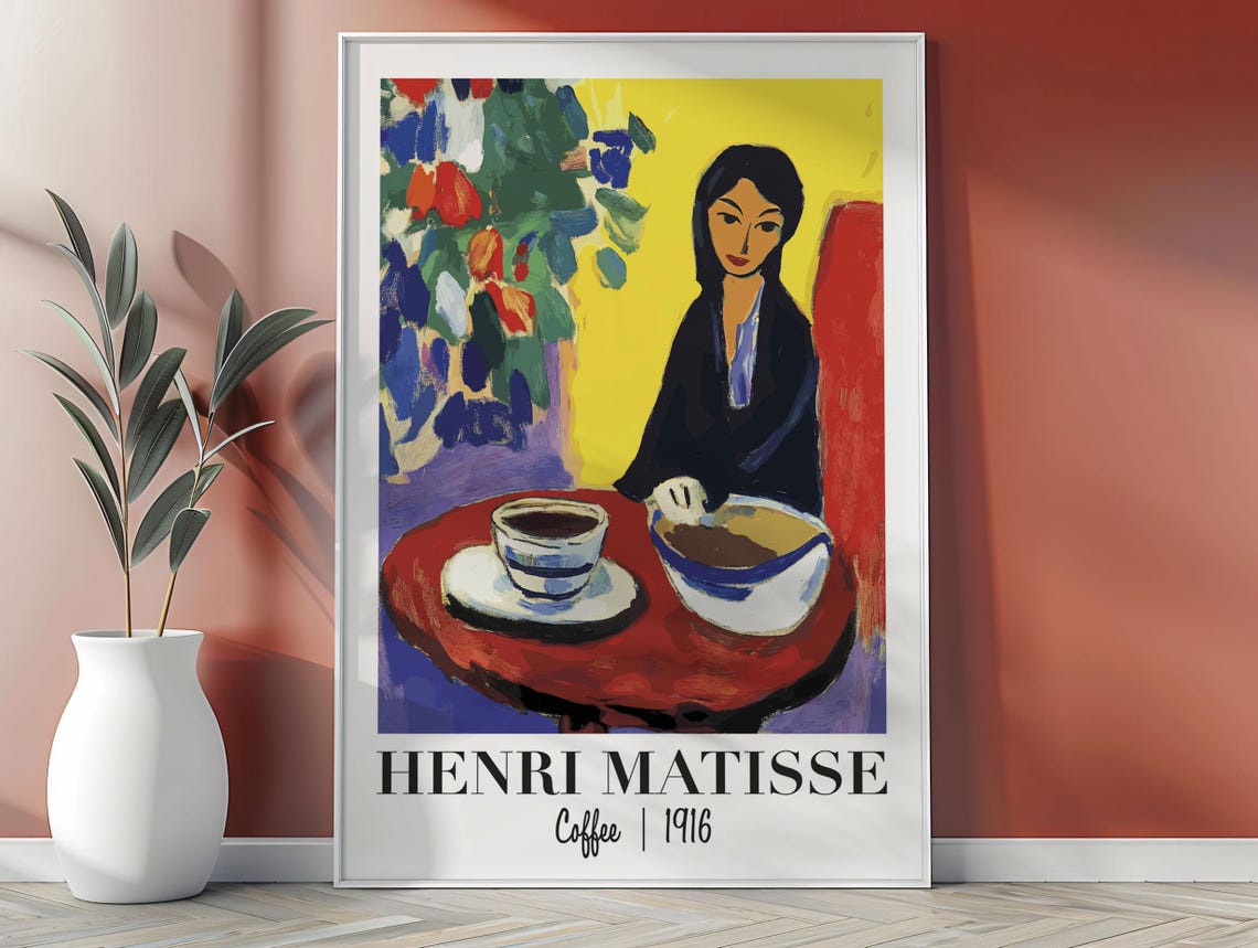 Henri Matisse Coffee 1916 Yellow Portrait With Coffee Table Poster