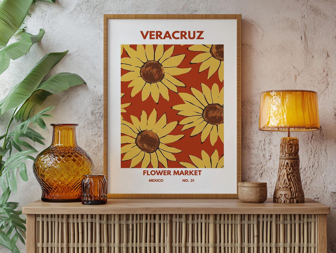 Sunny Veracruz Flower Market Mexico No 21 Bright Sunflower Poster - Image 2