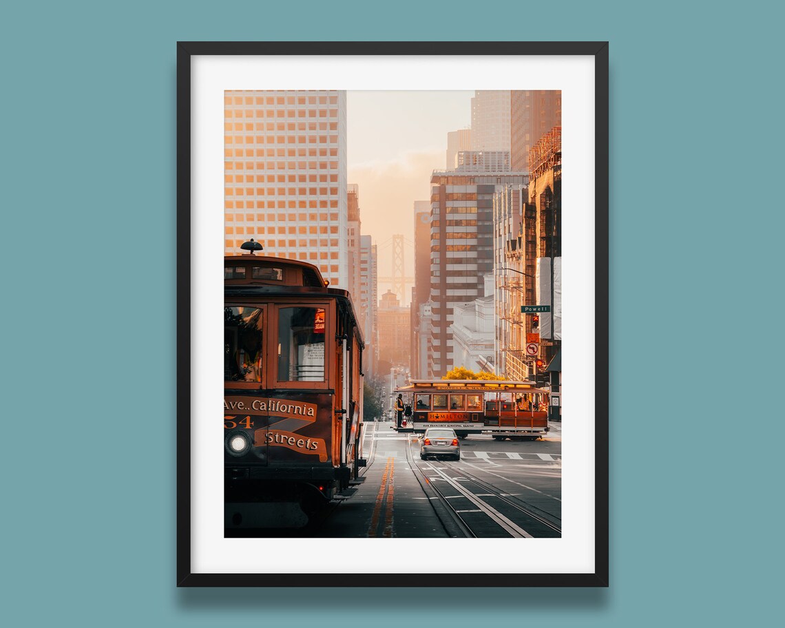 San Francisco Cable Cars, Sunrise Travel Poster