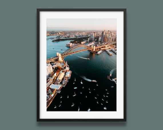 Sydney Harbour Travel Poster, Lavender Bay Landmarks