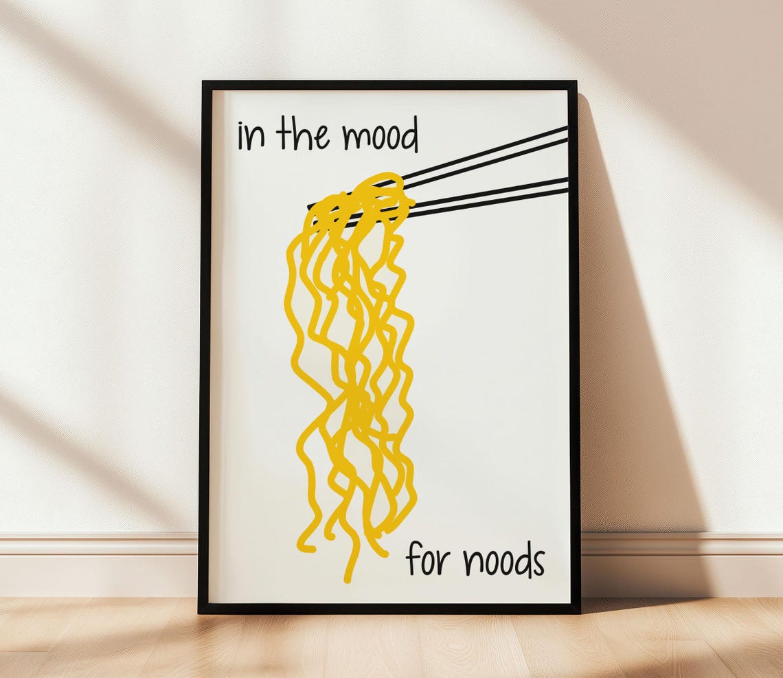 In the Mood for Noods Funny Noodle Chopsticks Kitchen Poster