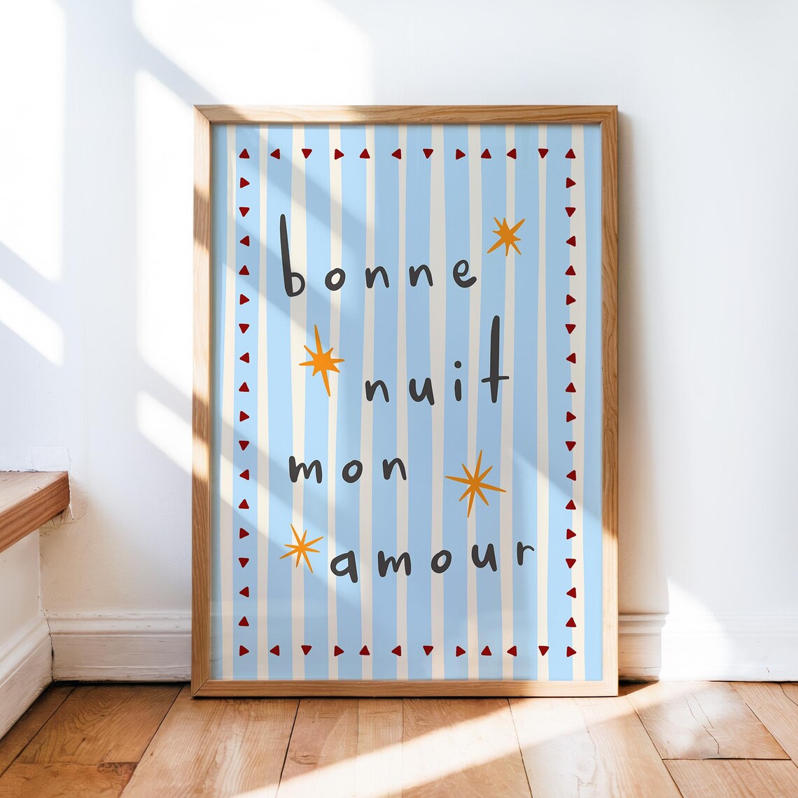 Bonne Nuit Mon Amour, Boho Goodnight Nursery Art Print