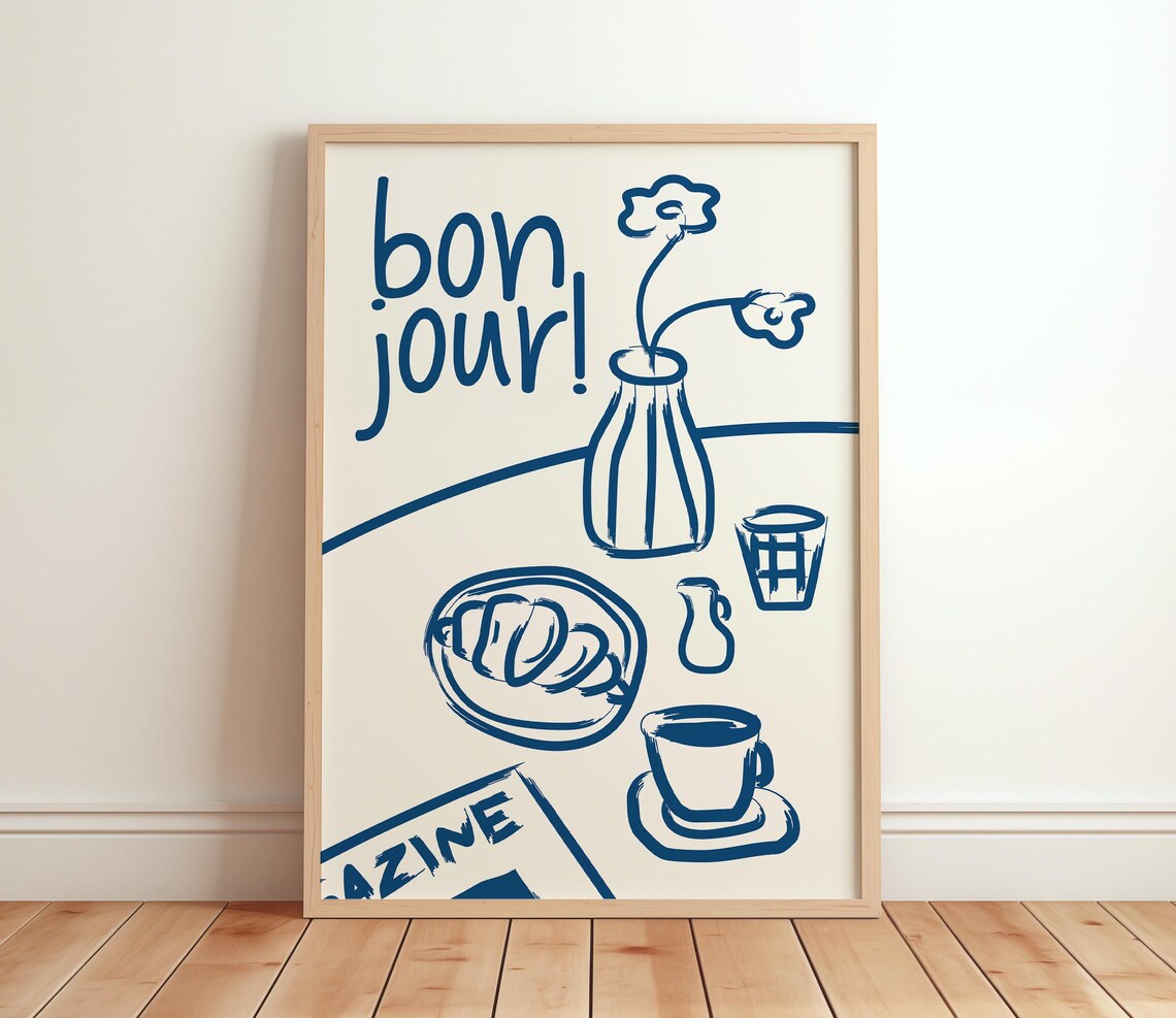 Bonjour French Breakfast Retro Food Art Poster