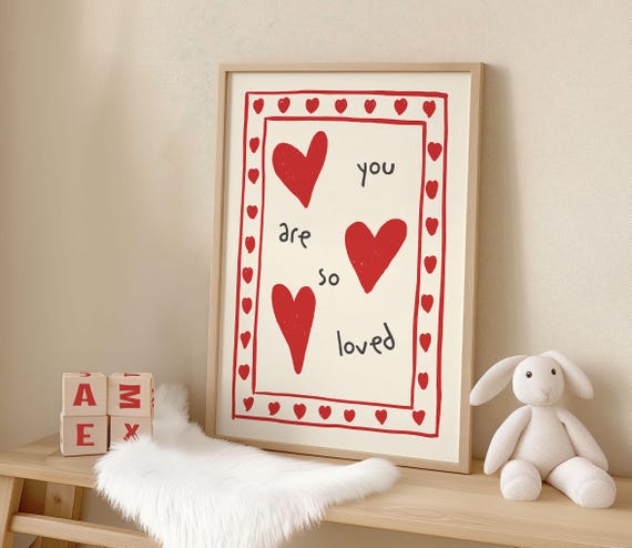 You Are So Loved Print Nursery Wall Art Boho Kids Room Decor Cute Playroom Inspirational Positive Bedroom
