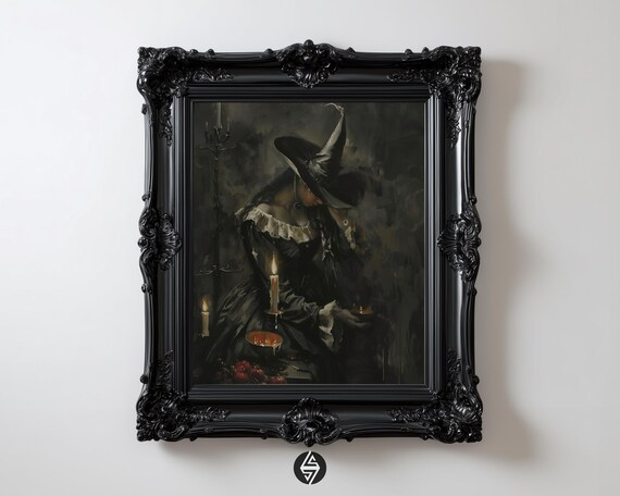 Gothic Victorian Witch Candlelight Portrait Dark Academia Wall Art Moody Halloween Baroque Vintage Witchcore 73