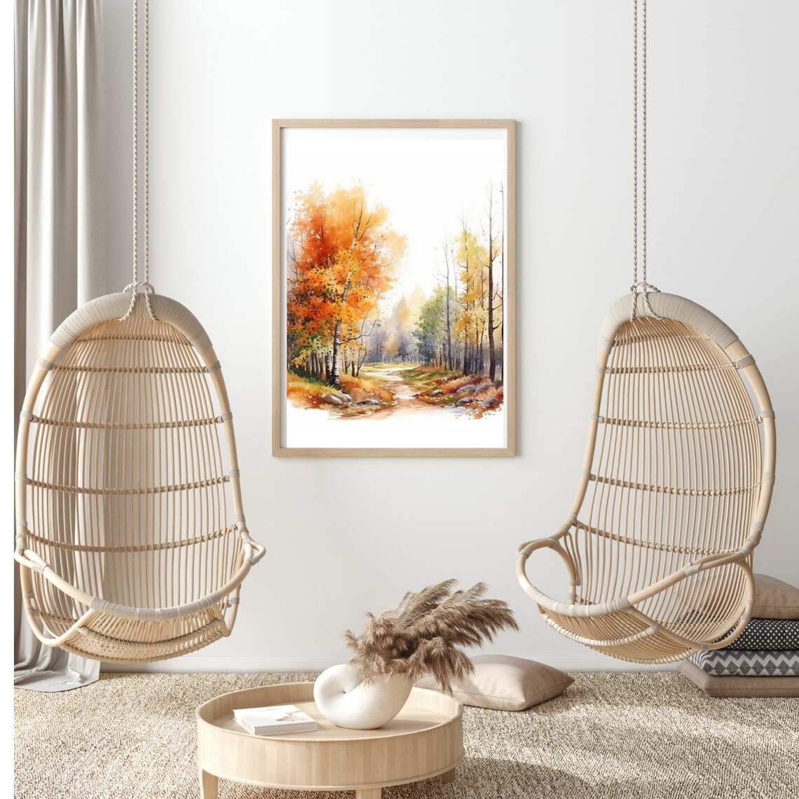 Fall Landscape Painting, Autumn Watercolor - Image 3