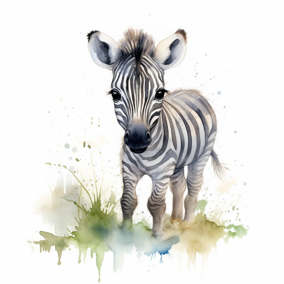 Baby Zebra Watercolor Cute Safari Animal Nursery Decor Print - Image 5
