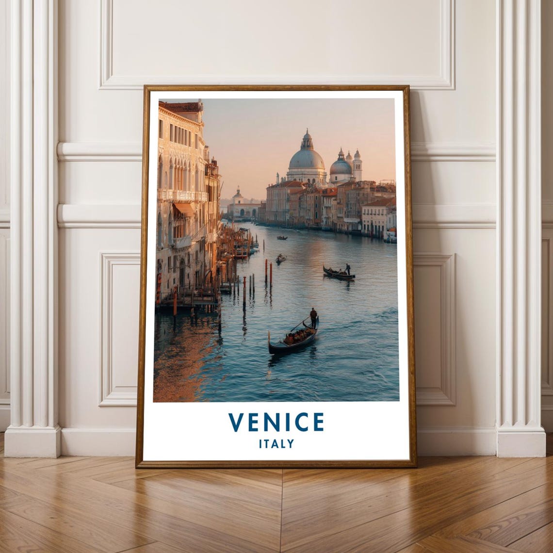Venice Grand Canal Sunset Gondolas Italy Water Travel Poster
