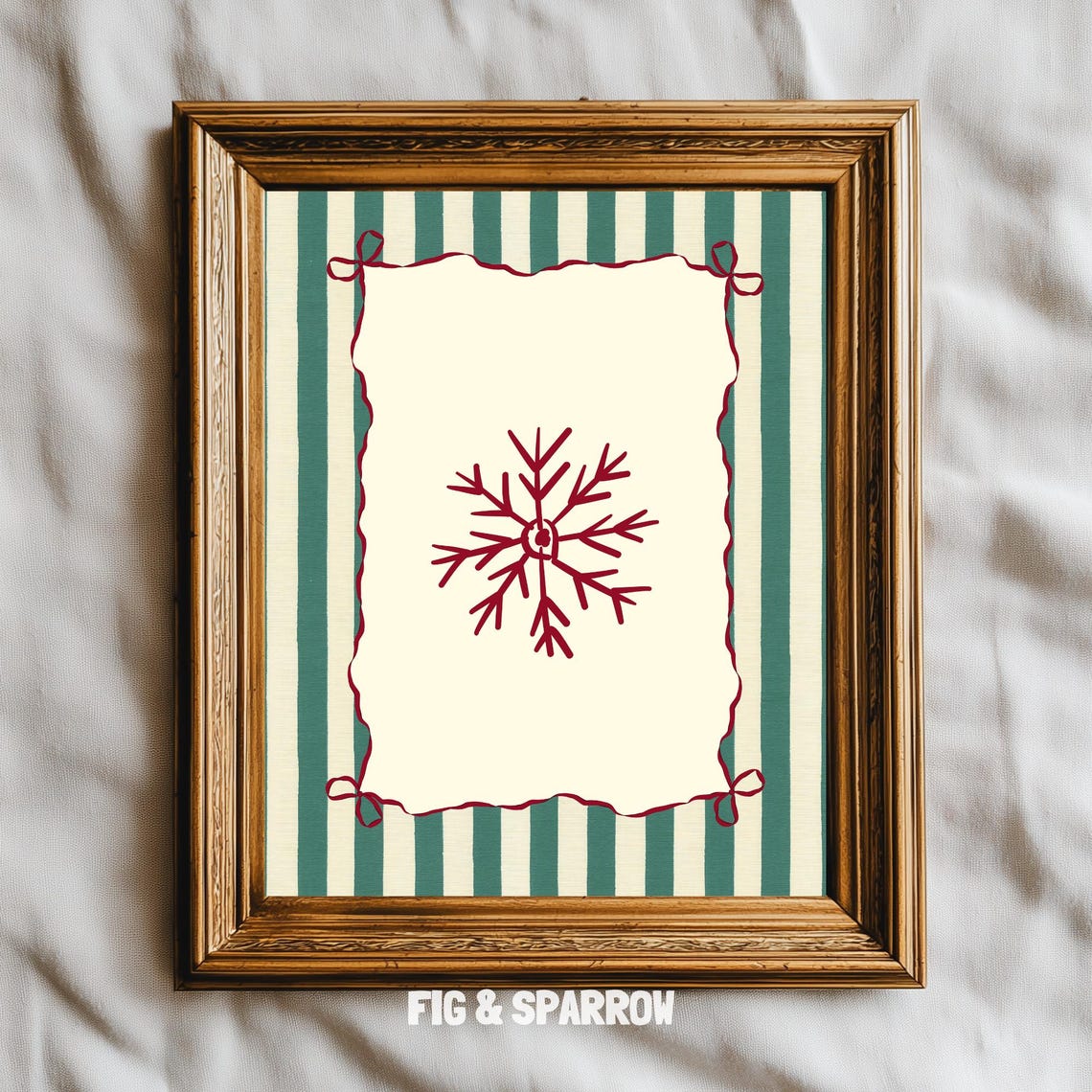 Red Snowflake Striped Christmas Hand Drawn Winter Holiday Decor Poster