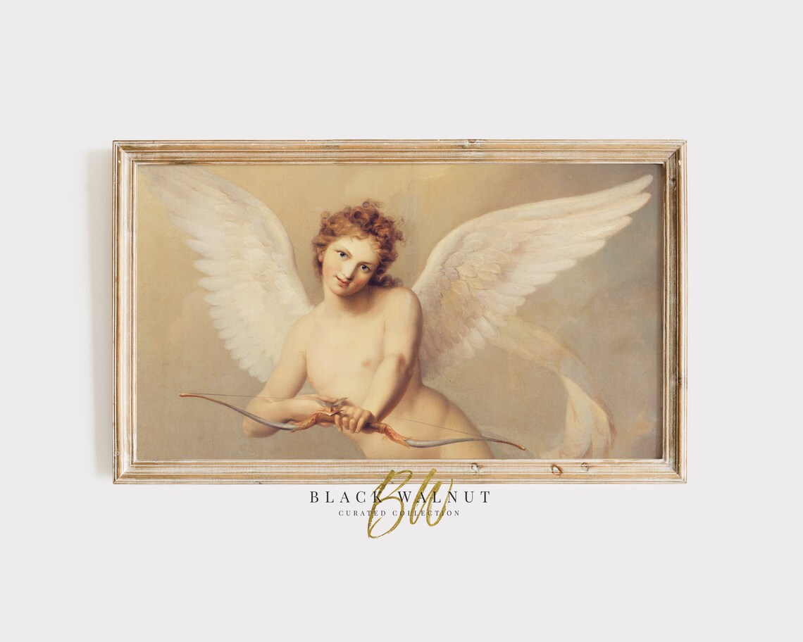 Vintage Valentine Tv Art Cupid Painting For Frame Tv Seasonal Art Neutral Aesthetic Angel Painting