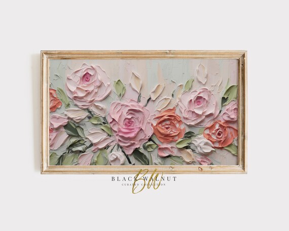 Abstract Floral Pink Flowers Art Print, Spring Summer Roses