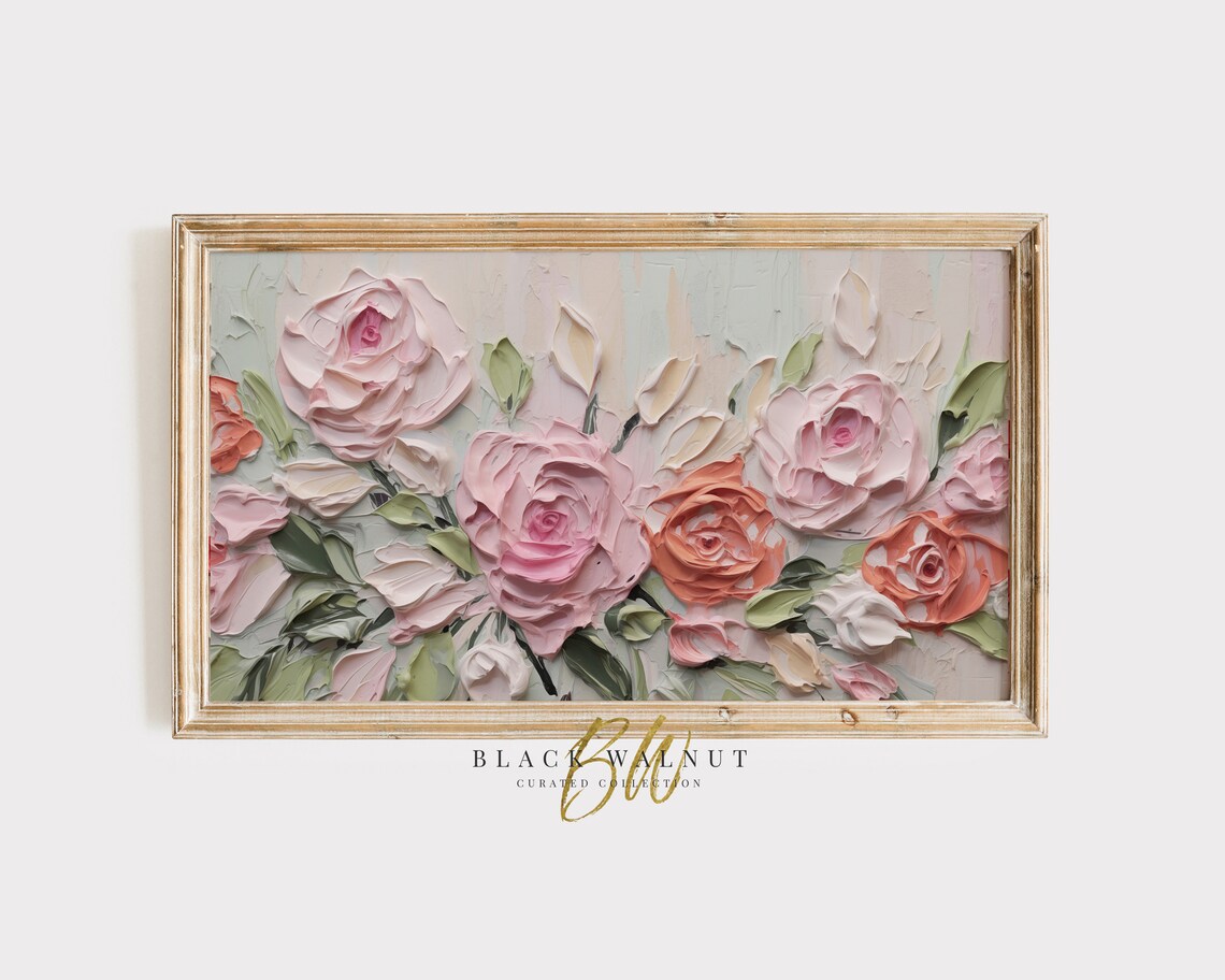 Abstract Floral Pink Flowers Art Print, Spring Summer Roses