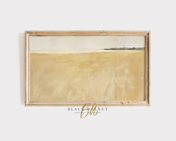 Frame Tv Art Abstract Neutral Field Rustic Country Meadow Mid Century Modern Landscape Tv Screensaver Modern Farmhouse
