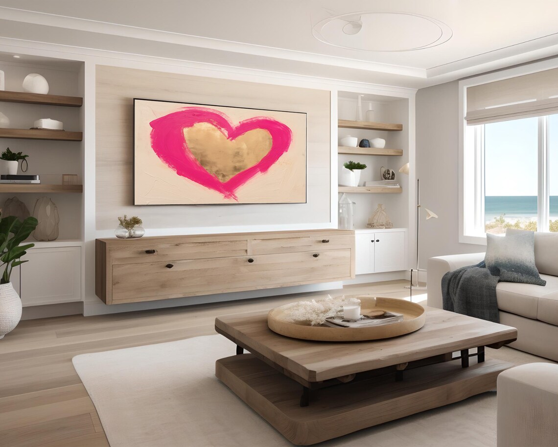 Modern Abstract Heart Art Print, Pink Gold - Image 2