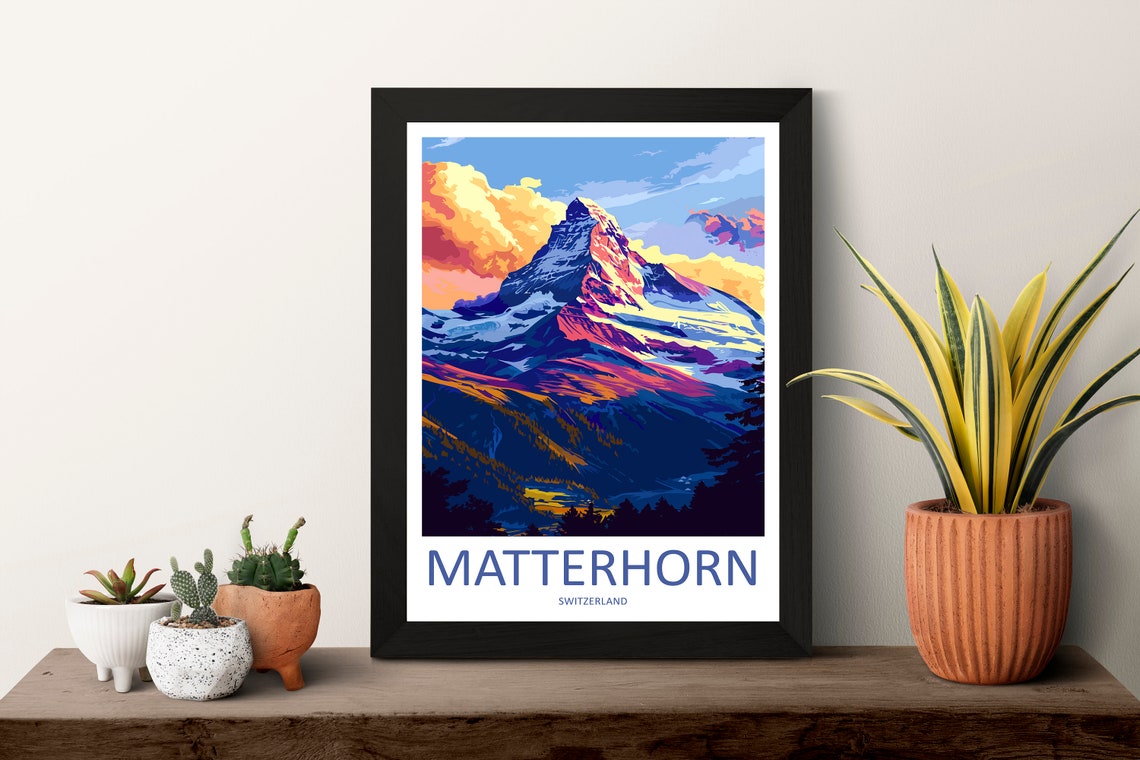 Matterhorn Switzerland Dramatic Alpenglow Sunset Alpine Peak Poster - Image 3