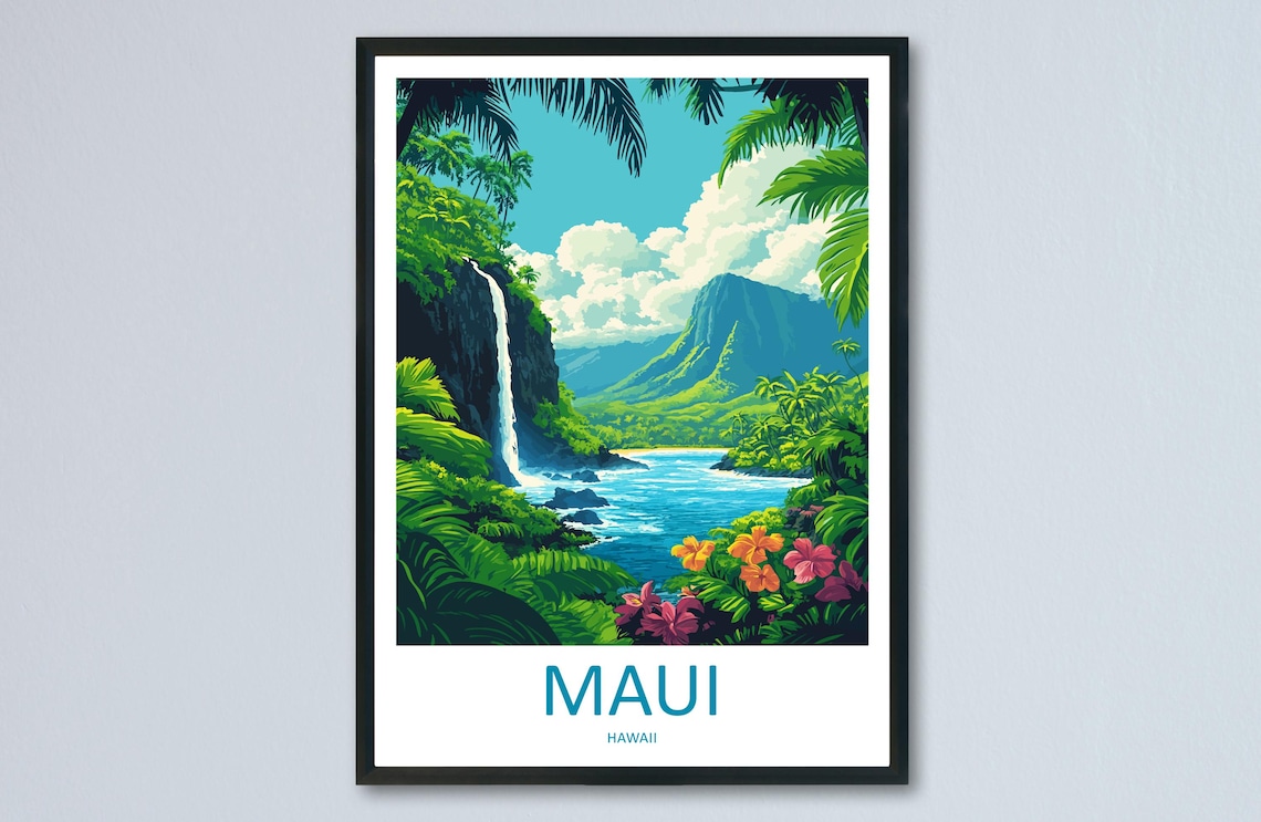 Maui Travel Poster, Hawaii Wall Art for Home