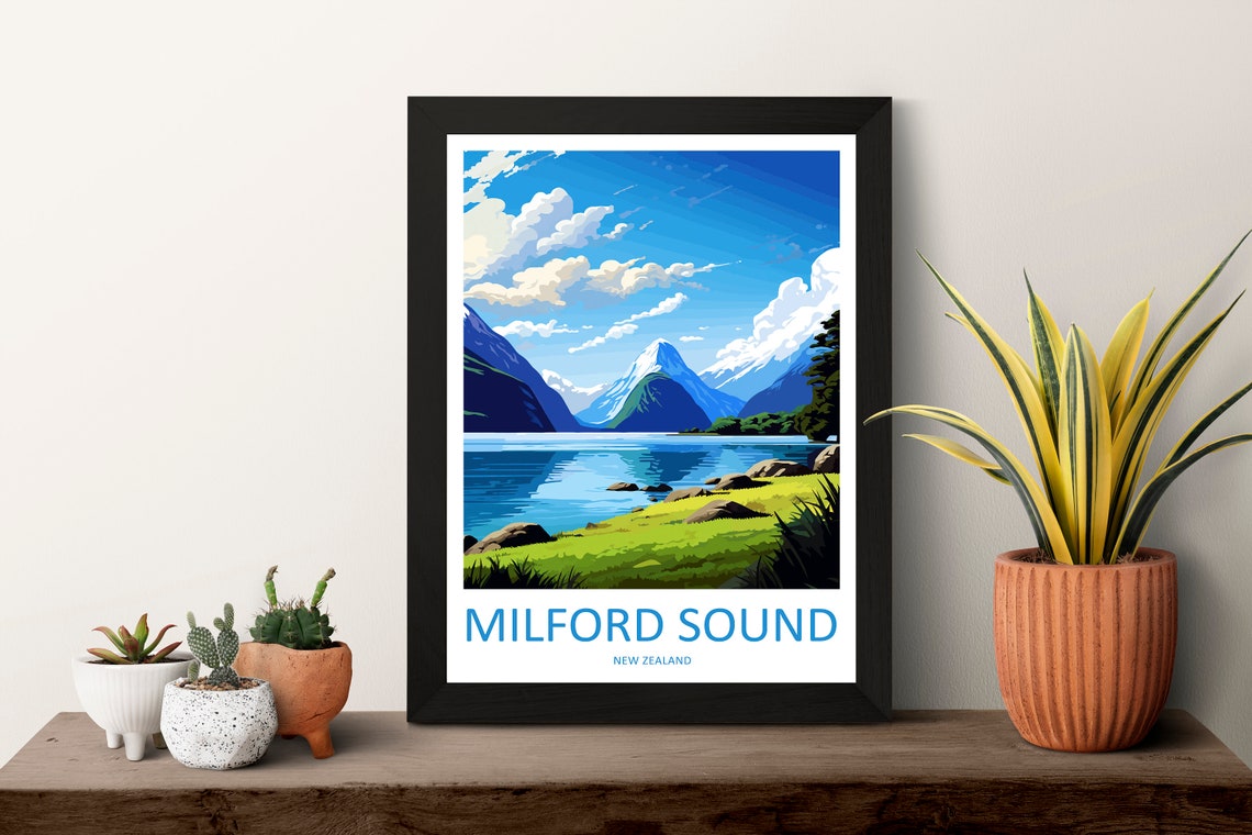 Milford Sound Travel Print Wall Art Milford Sound Wall Hanging Home Dcor Milford Sound Gift Art Lovers New Zealand Art Lover Gift - Image 3