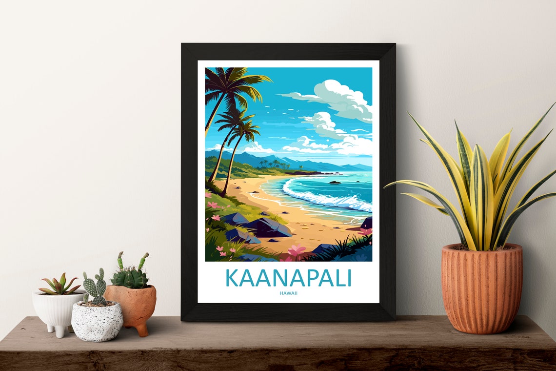 Kaanapali Beach Maui Hawaii Golden Sand Tropical Shoreline Poster - Image 3