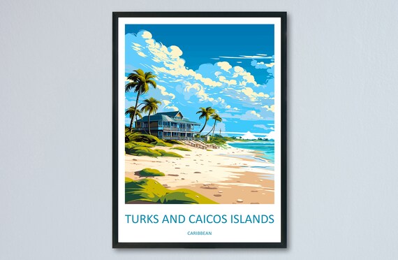 Turks And Caicos Islands Palm Beach Villa Tropical Caribbean Poster