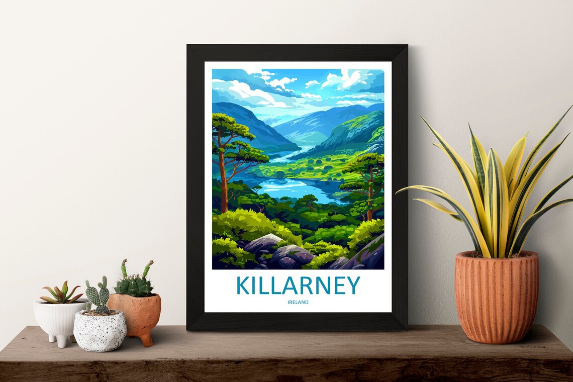 Killarney Ireland Lush Green Valley Lakes Scenic Travel Poster - Image 3