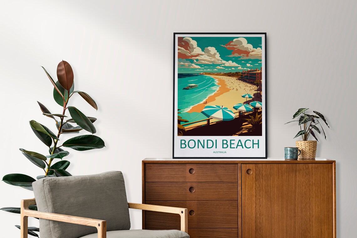 Bondi Beach Travel Poster, Australia Wall Decor - Image 2