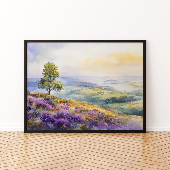 Quantock Hills England Watercolor Poster Travel Print Countryside Landscape Painting Wall Art Uk Souvenir