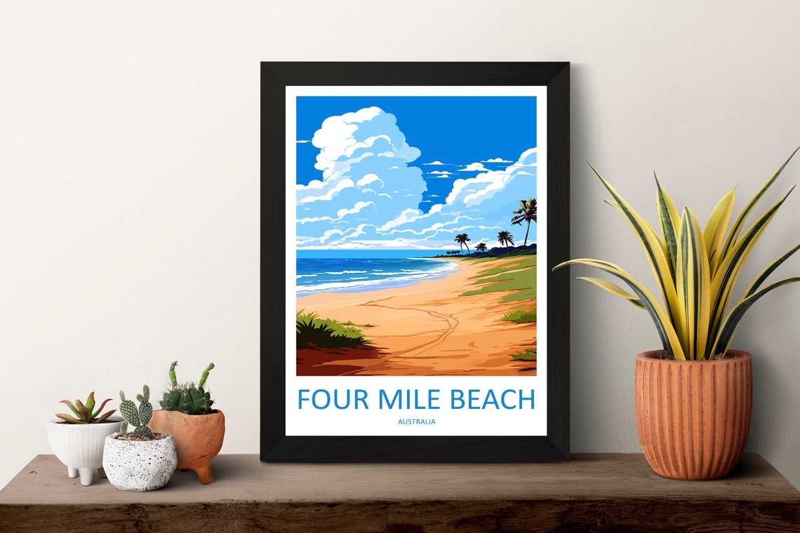 Four Mile Beach Australia Dramatic Billowing Clouds Shore Poster - Image 3