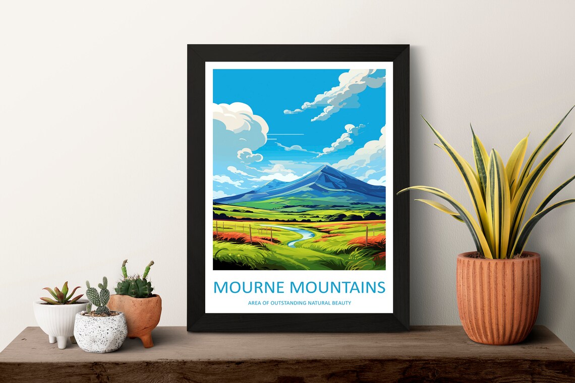 Mourne Mountains Northern Ireland Valley and Peak Scenic Poster - Image 3