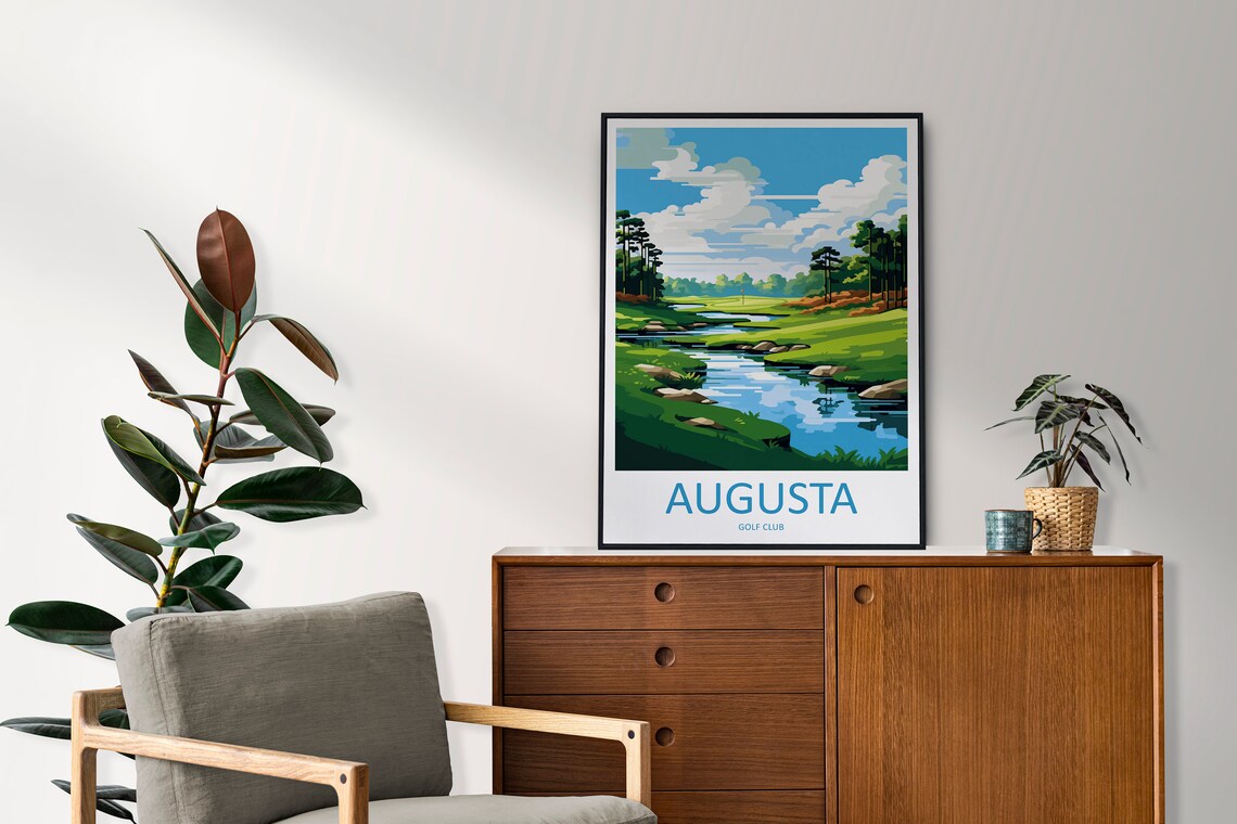 Augusta Golf Course Travel Print Wall Art Augusta Golf Course Wall Hanging Home Dcor Augusta Golf Course Art Gift Art Lovers Golf Art - Image 2