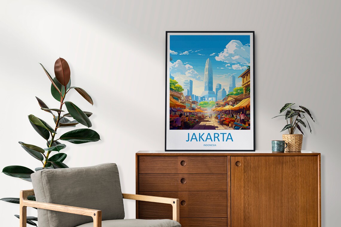 Jakarta Travel Poster, Indonesia Place Print - Image 2