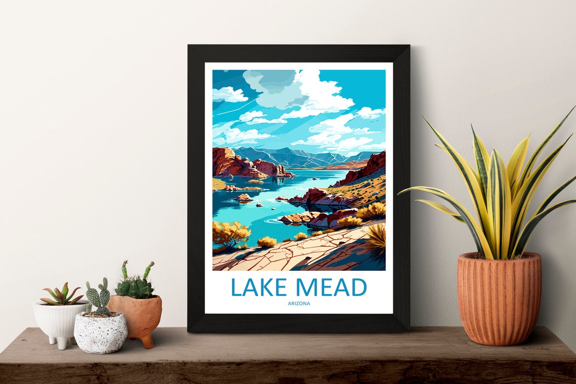Lake Mead Blue Reservoir Canyon Arizona Desert Travel Poster - Image 3