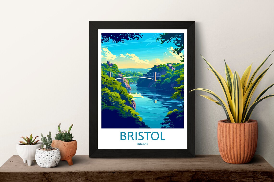 Bristol England Clifton Suspension Bridge Gorge Vintage Travel Poster - Image 3
