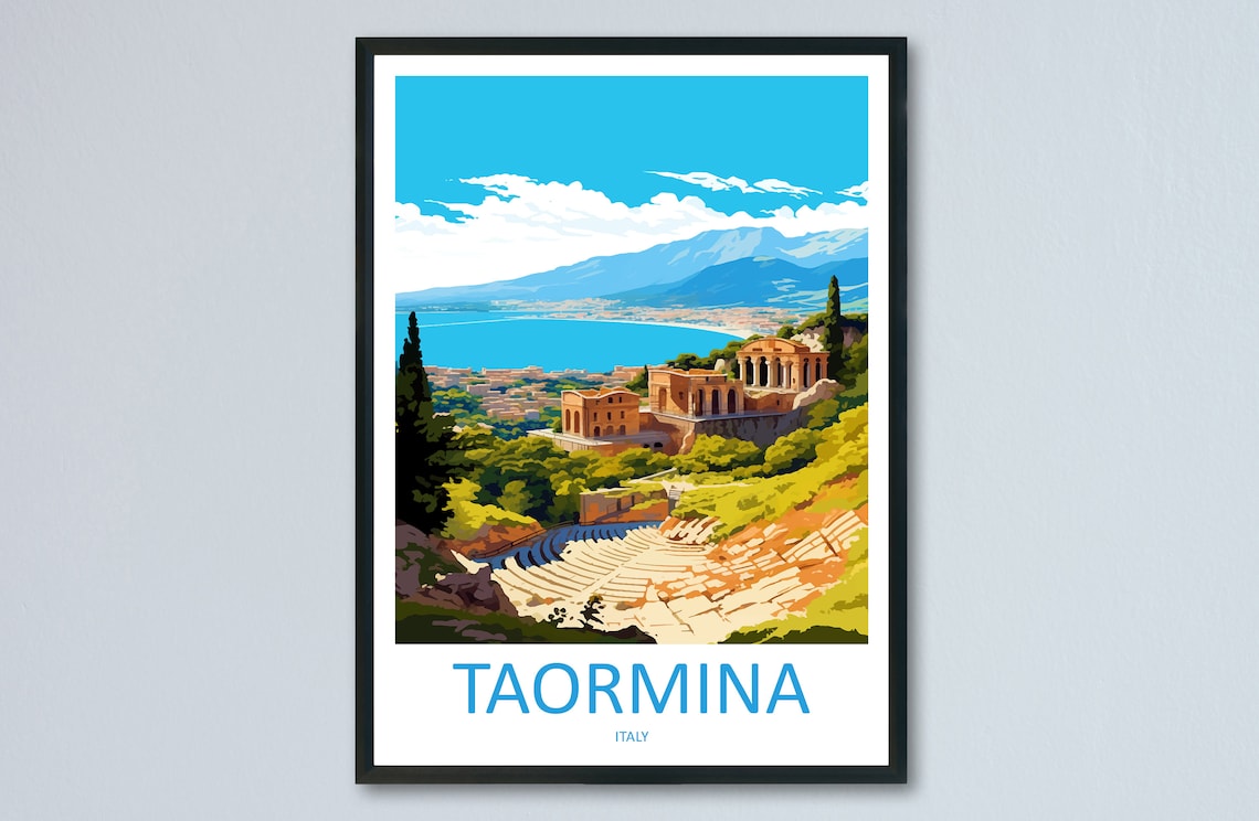 Taormina Travel Poster, Italy Wall Decor