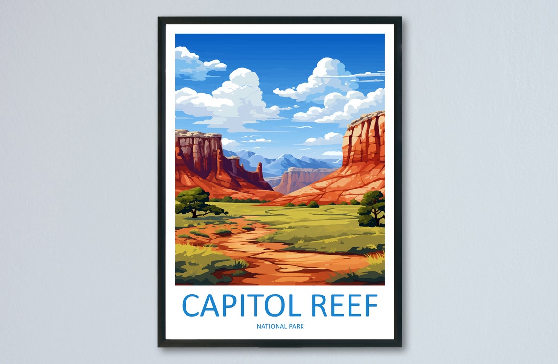 Capitol Reef National Park Red Canyon Daytime Skyline Poster