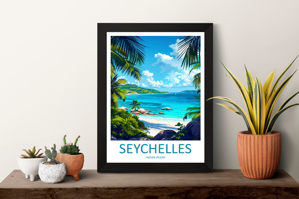 Seychelles Travel Poster, Indian Ocean Wall Art - Image 3