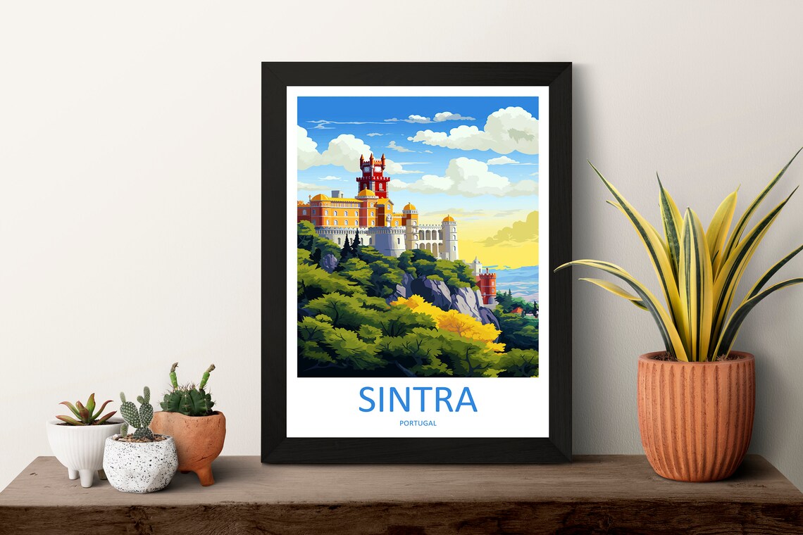 Sintra Portugal Pena Palace Hilltop Castle Golden Sunset Poster - Image 3