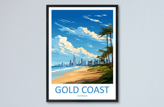 Gold Coast Travel Poster, Australia Wall Decor